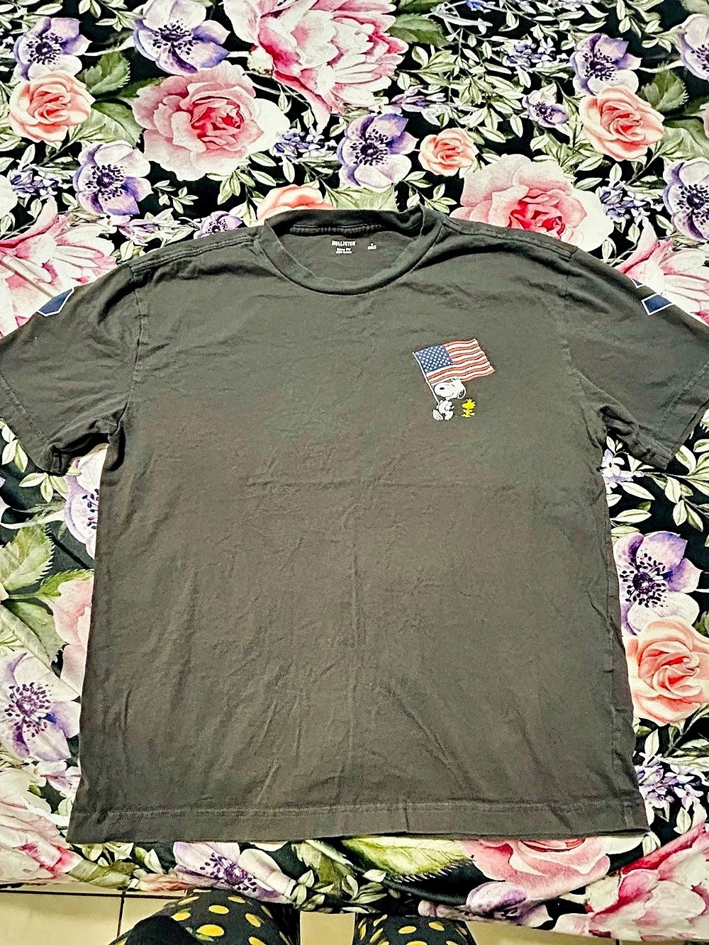 Hollister Peanuts Snoopy USA Graphic Tee Green Small